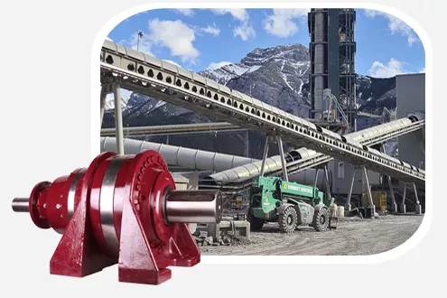 Industrial helical and worm gearboxes for cement conveyor systems, providing efficient torque transmission and reliable operation.