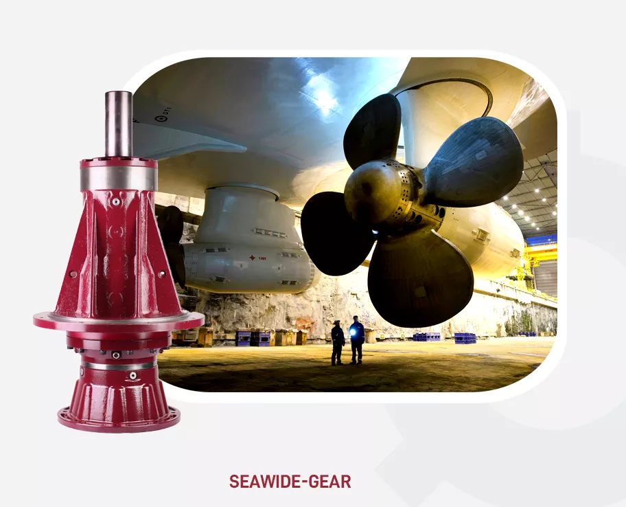 Industrial gearbox powering azimuth and bow thruster systems