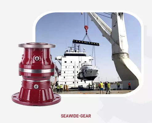 Industrial gearbox in marine deck crane for cargo handling
